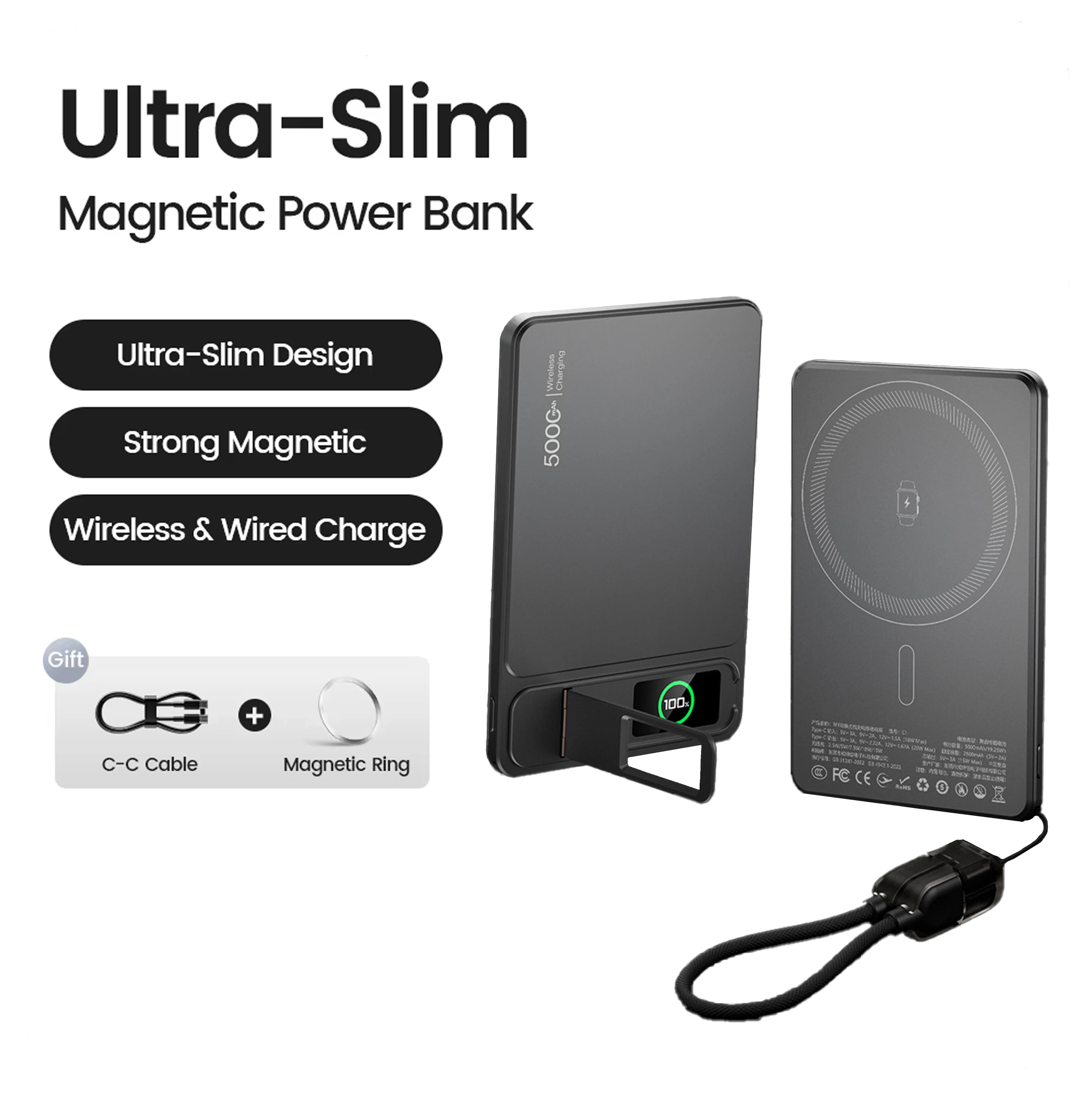 OmniPower 10K: Ultra-Slim Magnetic Power Bank 3-1 for iPhone