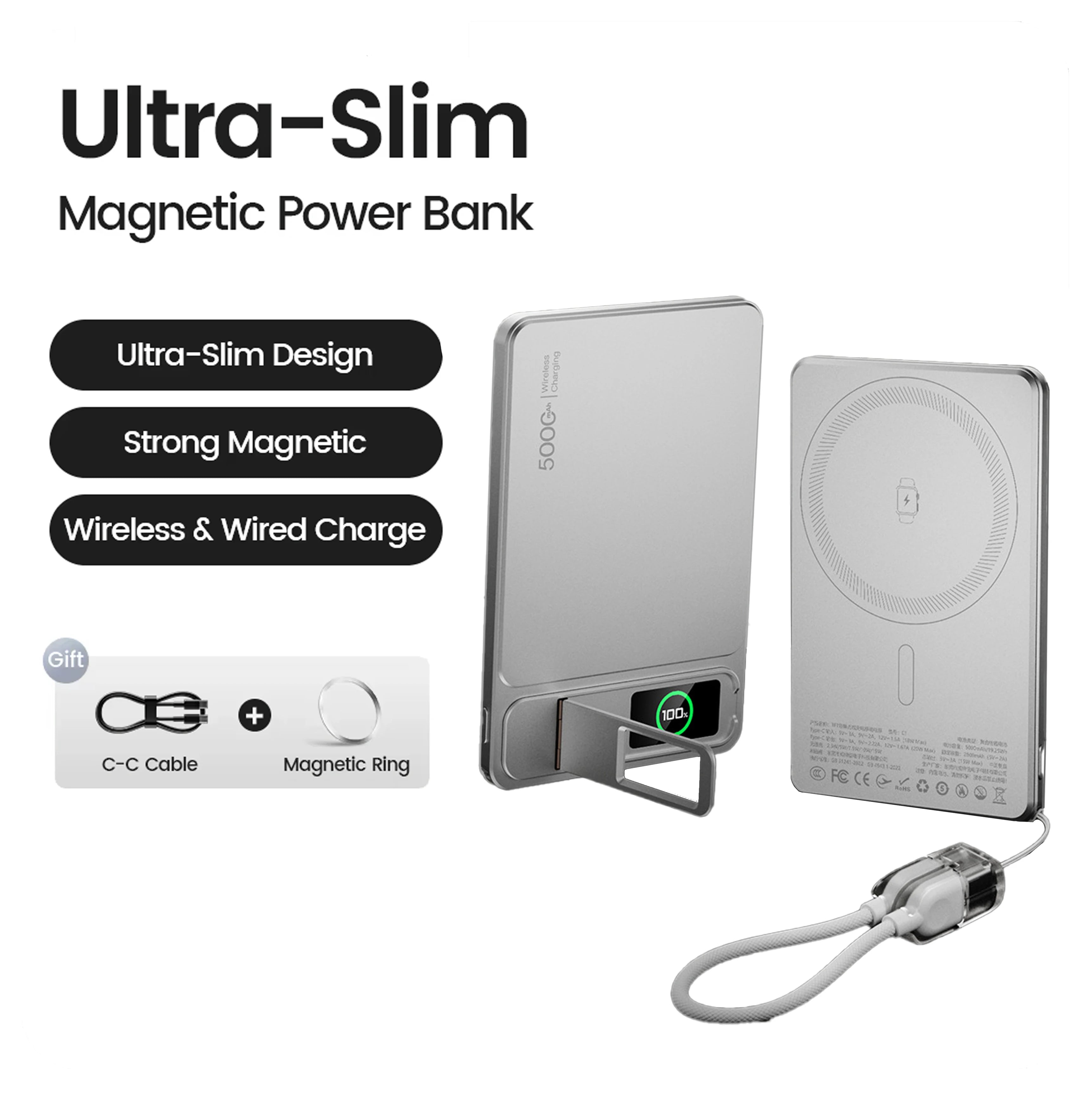 OmniPower 10K: Ultra-Slim Magnetic Power Bank 3-1 for iPhone